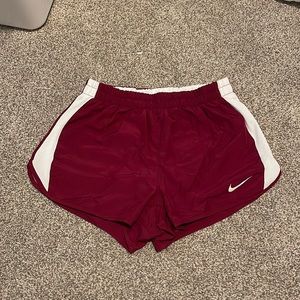 Maroon/White Nike Dri-Fit shorts